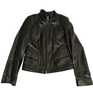 🖤Black Glossy Leather Jacket with Stand-Up Collar✨️